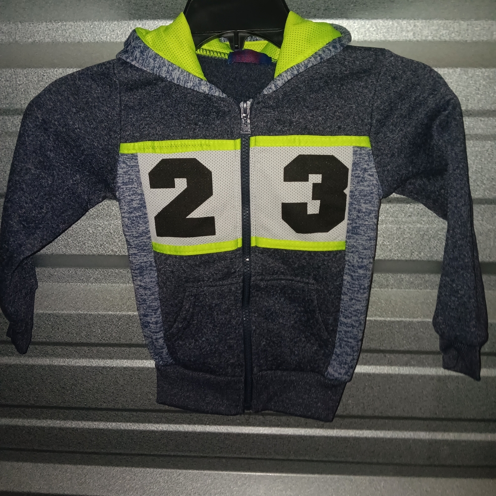 Kids Navy and Lime Hoodie with Number Design